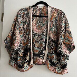 Bohemian Paisley and Floral Print Lightweight Jacket
